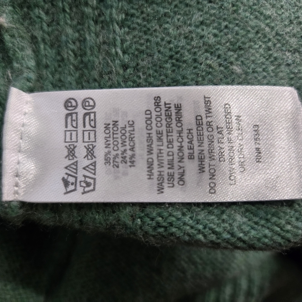 Nanette Lepore Green Turtleneck Sweater Split Hem Pocket Sz Medium - Picture 9 of 9